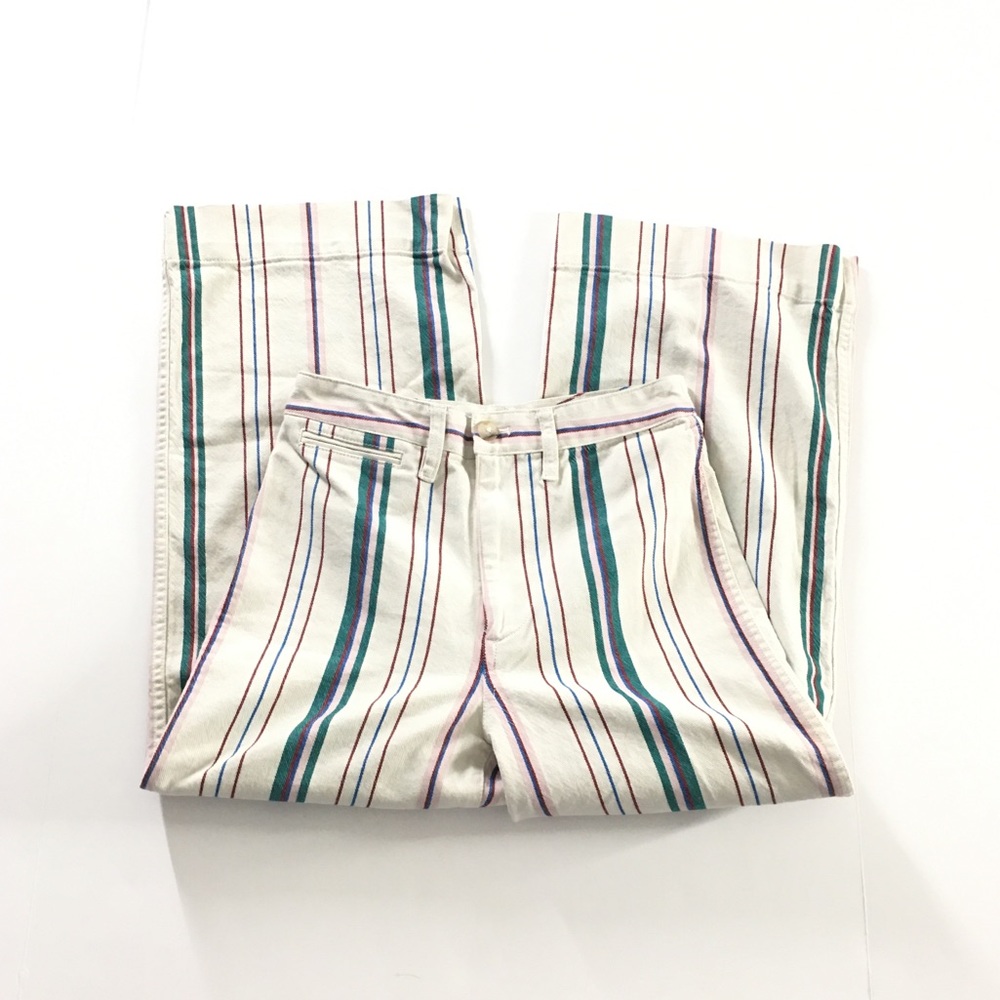 Madewell Striped Ankle Pants - Cream, Green, Purple
